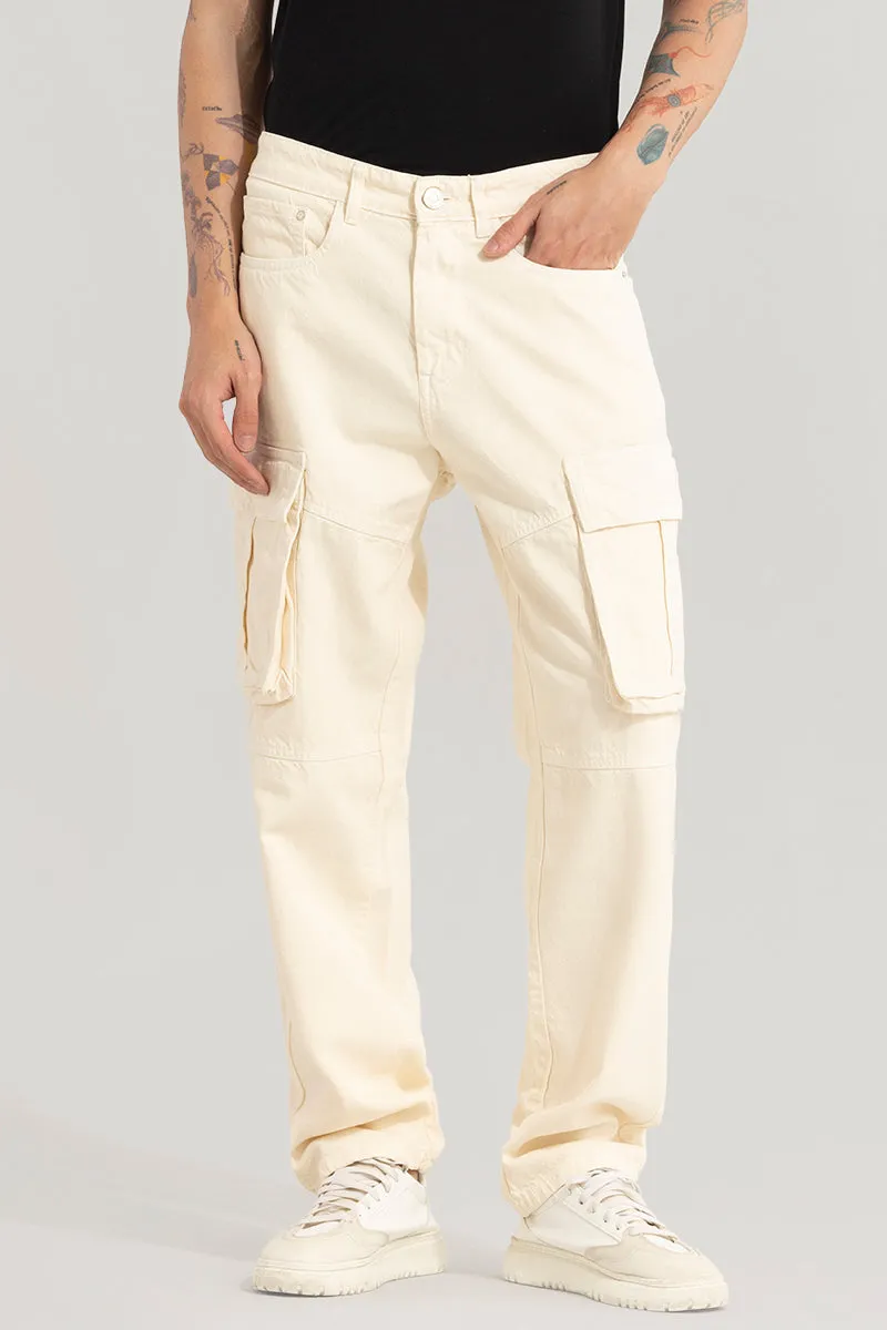 Adventure-Ready Cream Cargo Jeans