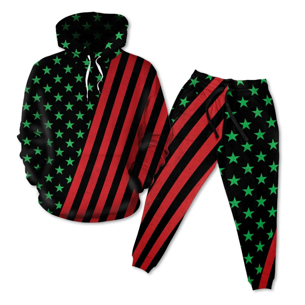 African American Flag All-over Hoodie And Joggers Set