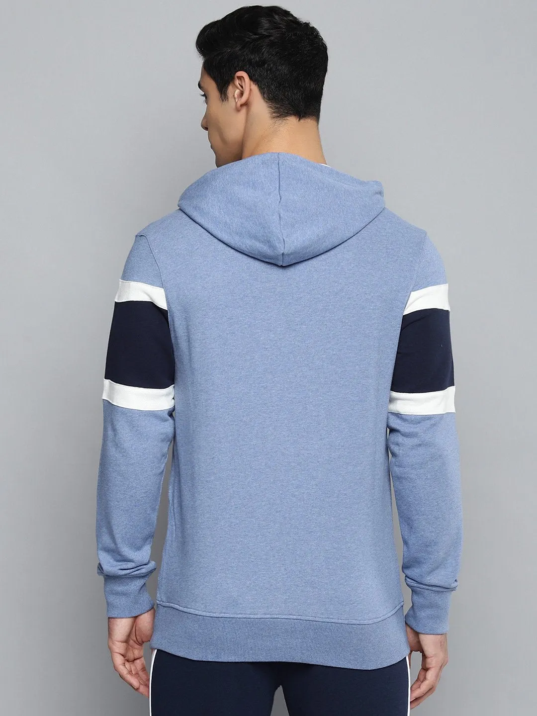 Alcis Men Blue Colourblocked Hooded Sweatshirt