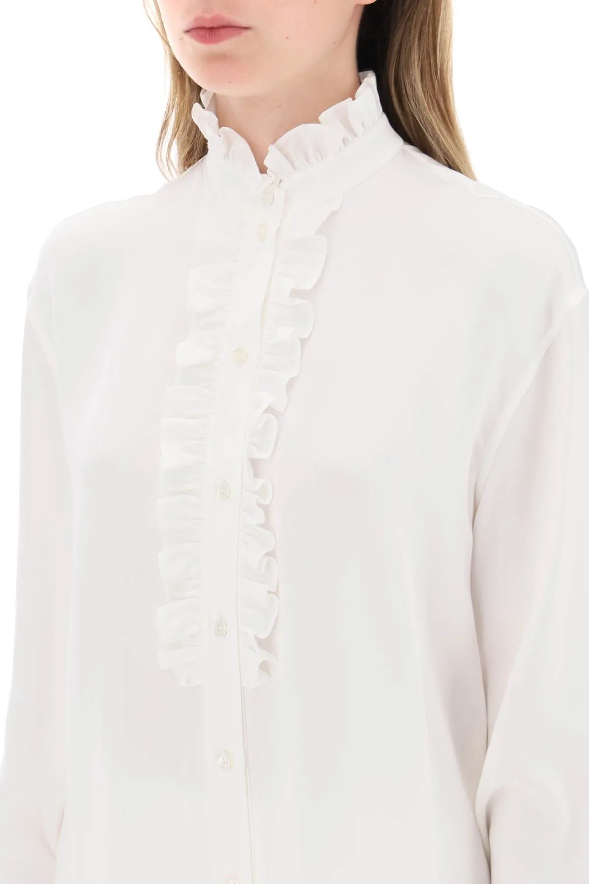 ALEXANDER MCQUEEN silk satin shirt with ruffles