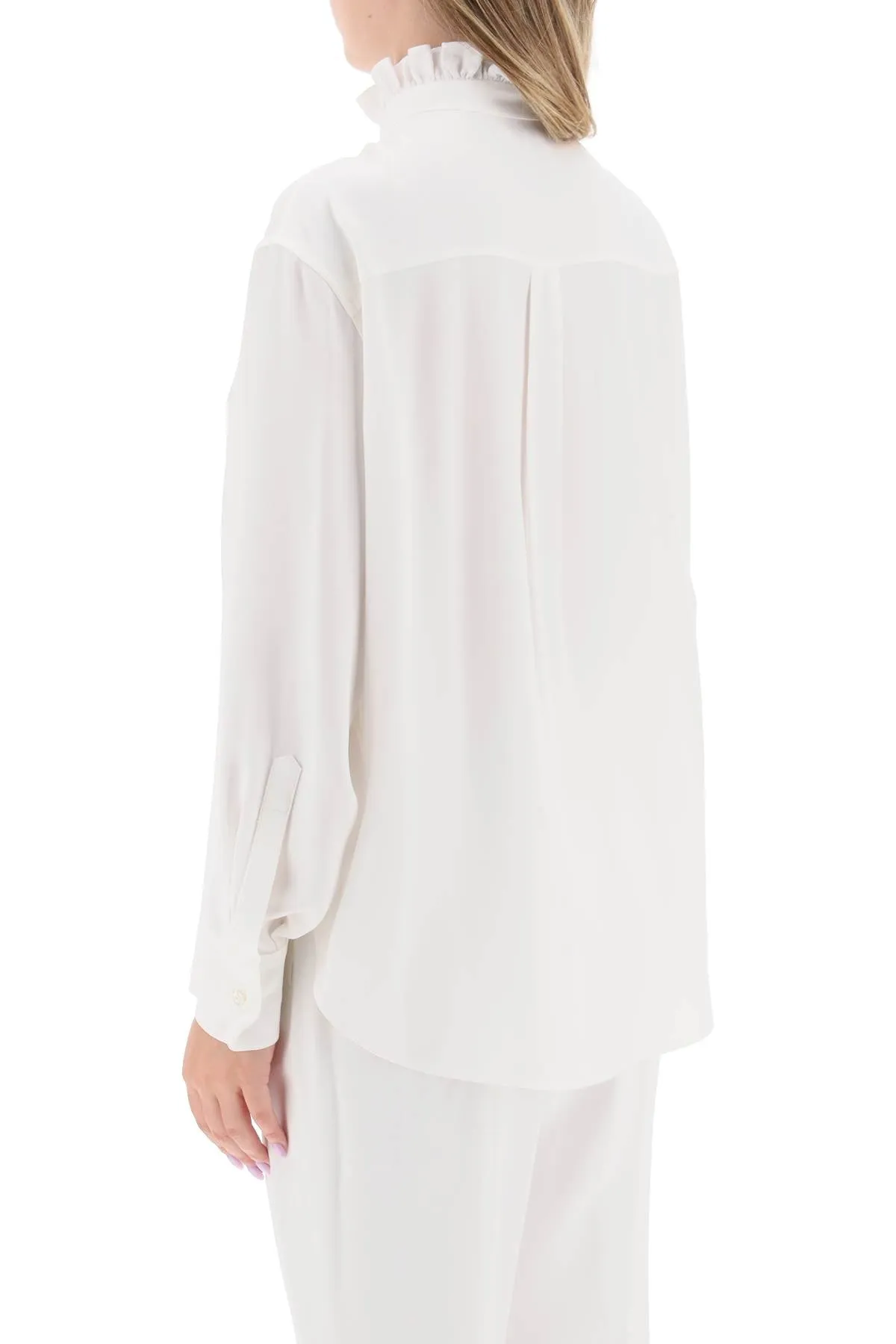 ALEXANDER MCQUEEN silk satin shirt with ruffles