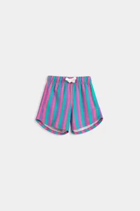 All-Over Stripe Print Shorts With DrawCord