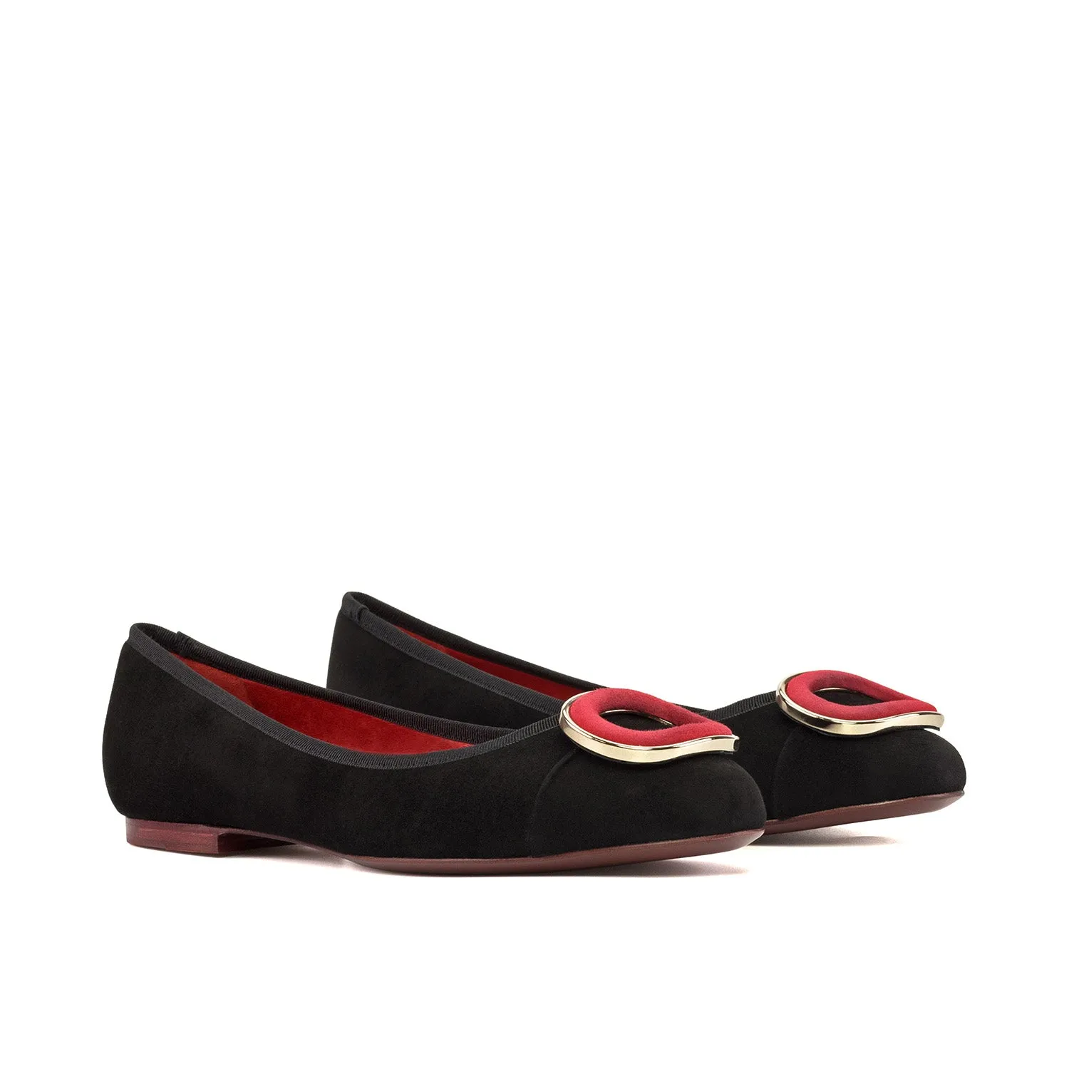 Ambrogio Bespoke Custom Women's Shoes Black & Red Suede Leather Padua Sandals (AMBW1129)