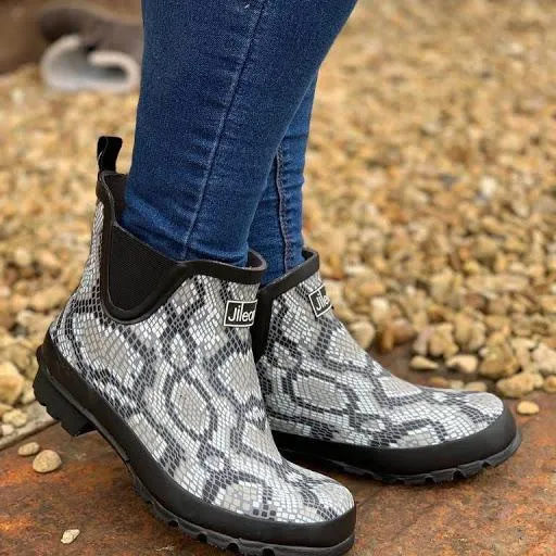 Ankle Wellies - Snakeskin Print - Wide Foot