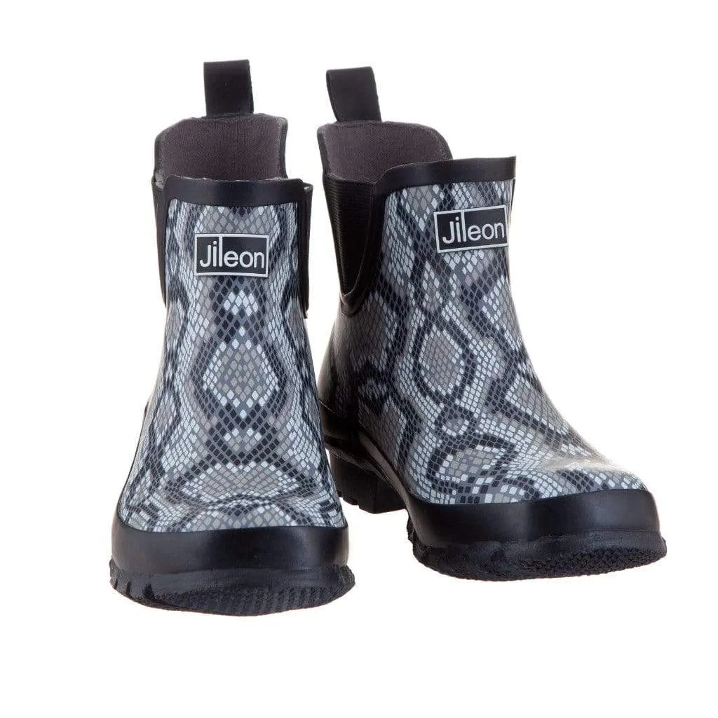 Ankle Wellies - Snakeskin Print - Wide Foot