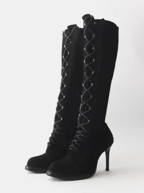 Ann Demeulemeester Suede Knee High Heel Boots