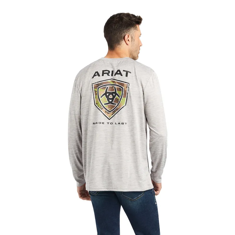 'Ariat' Men's Charger Camo Shield T-Shirt - Light Grey Heather