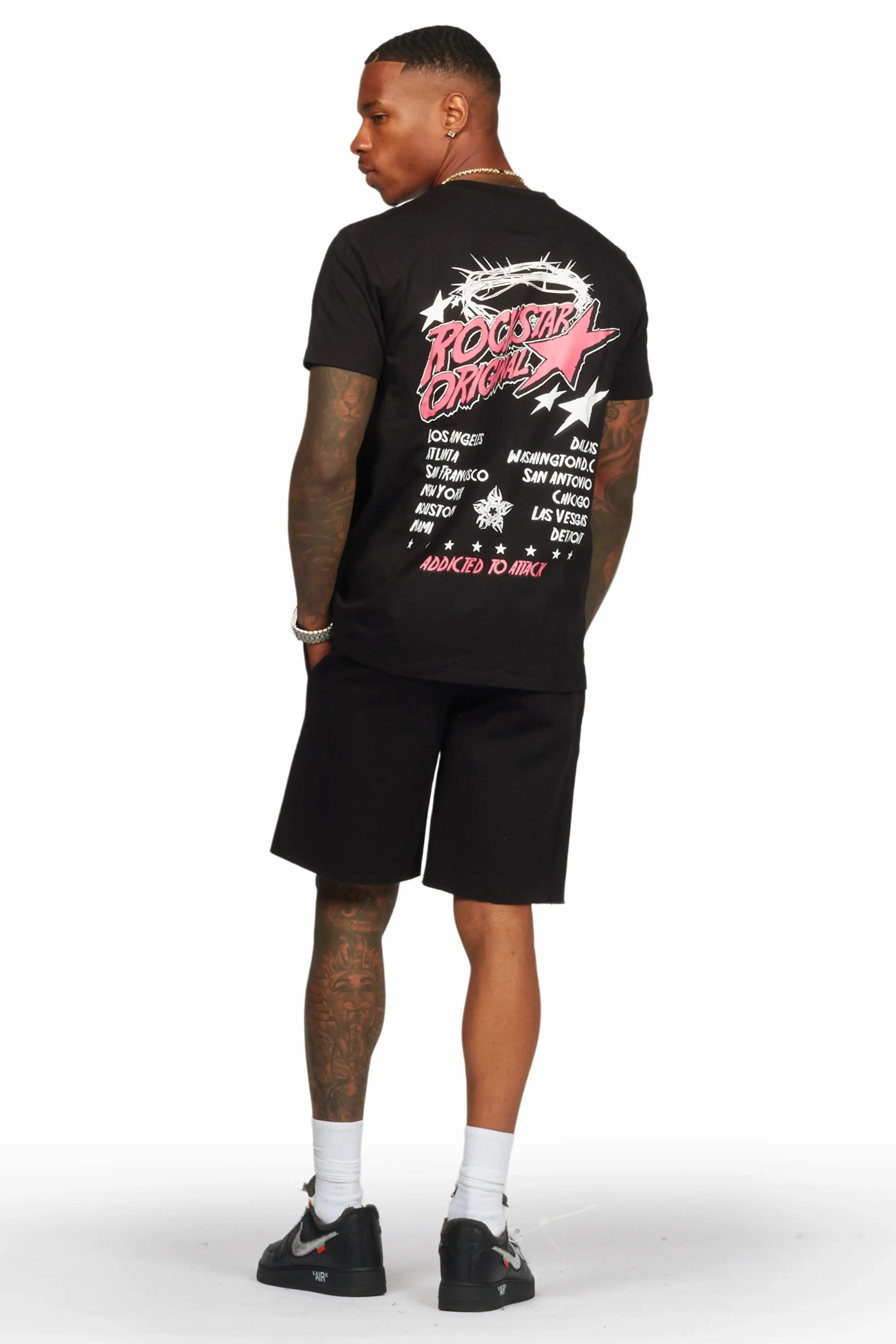 Austell Black T-Shirt/Short Set