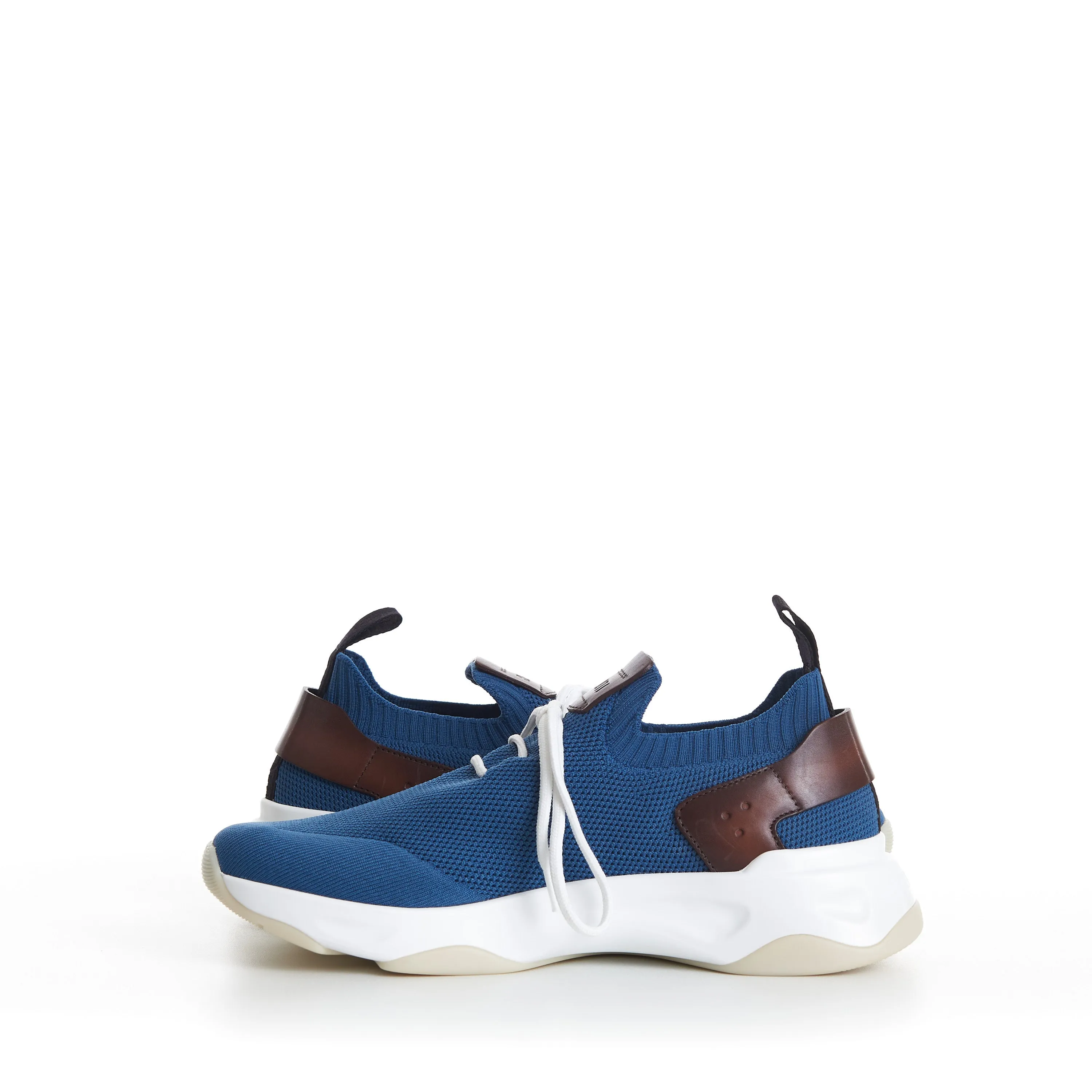 Aveiro Blue Shadow Knit & Leather Sneaker - Scritto Embroidery