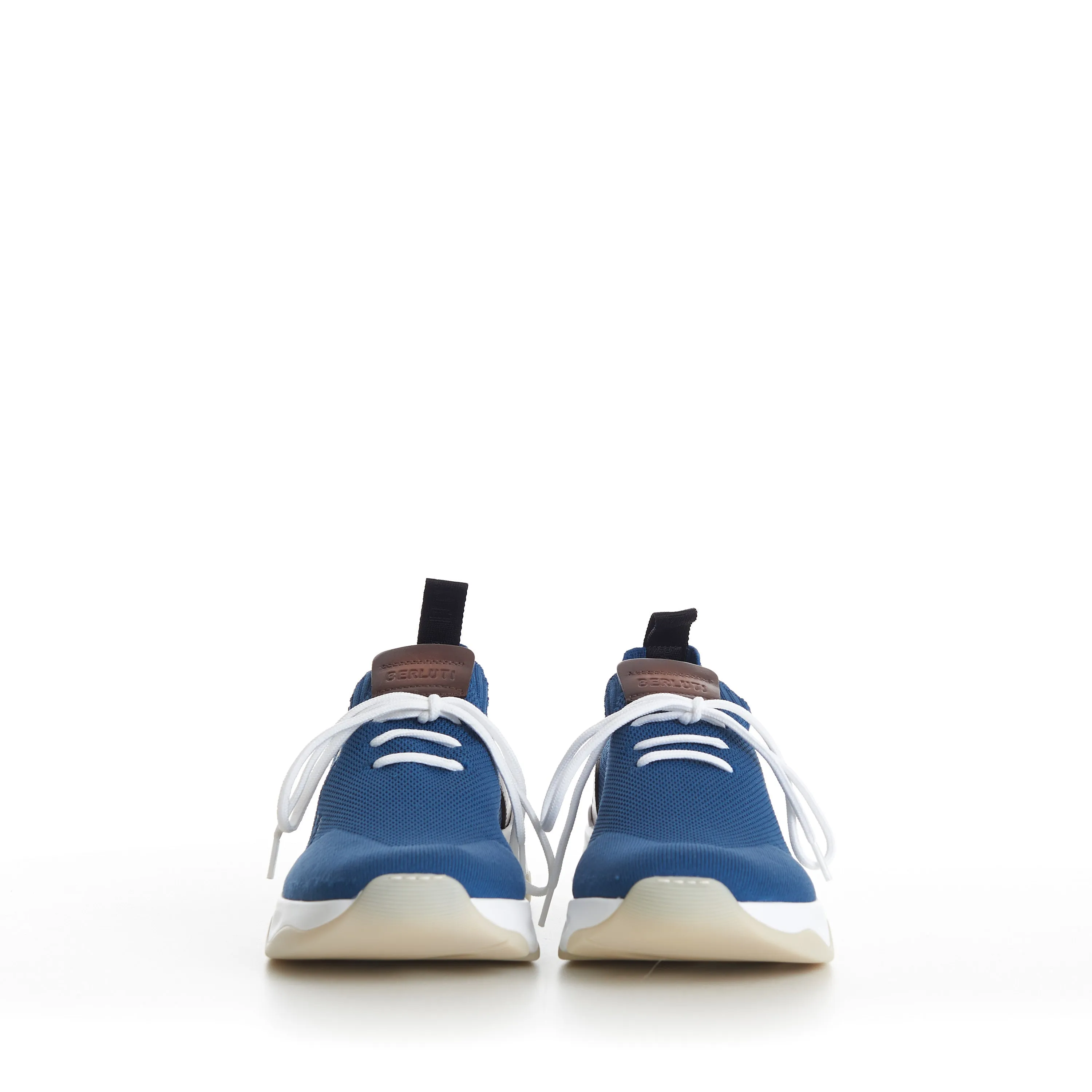 Aveiro Blue Shadow Knit & Leather Sneaker - Scritto Embroidery