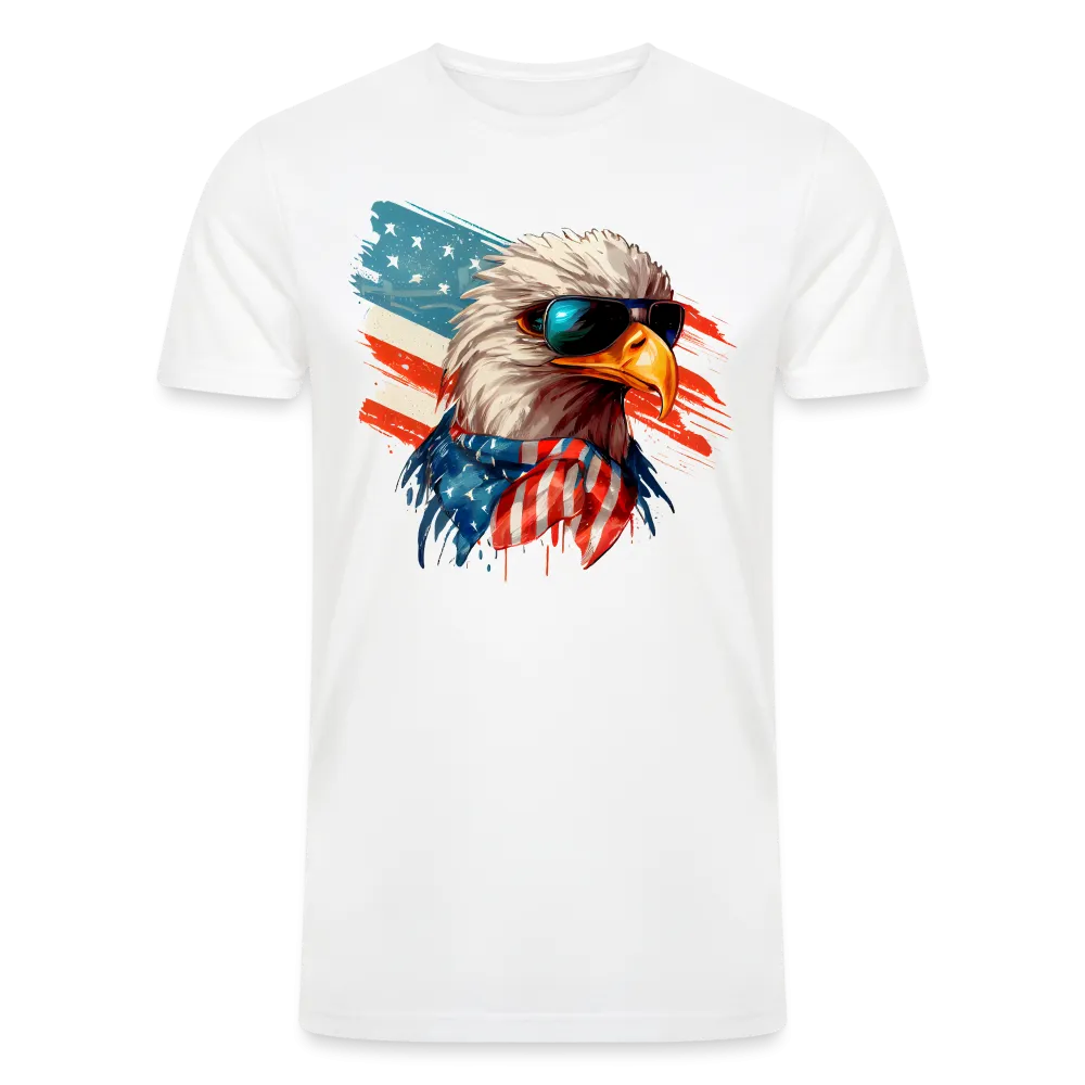 Aviator Freedom: Men's Tri-Blend T-Shirt with Bald Eagle and American Flag