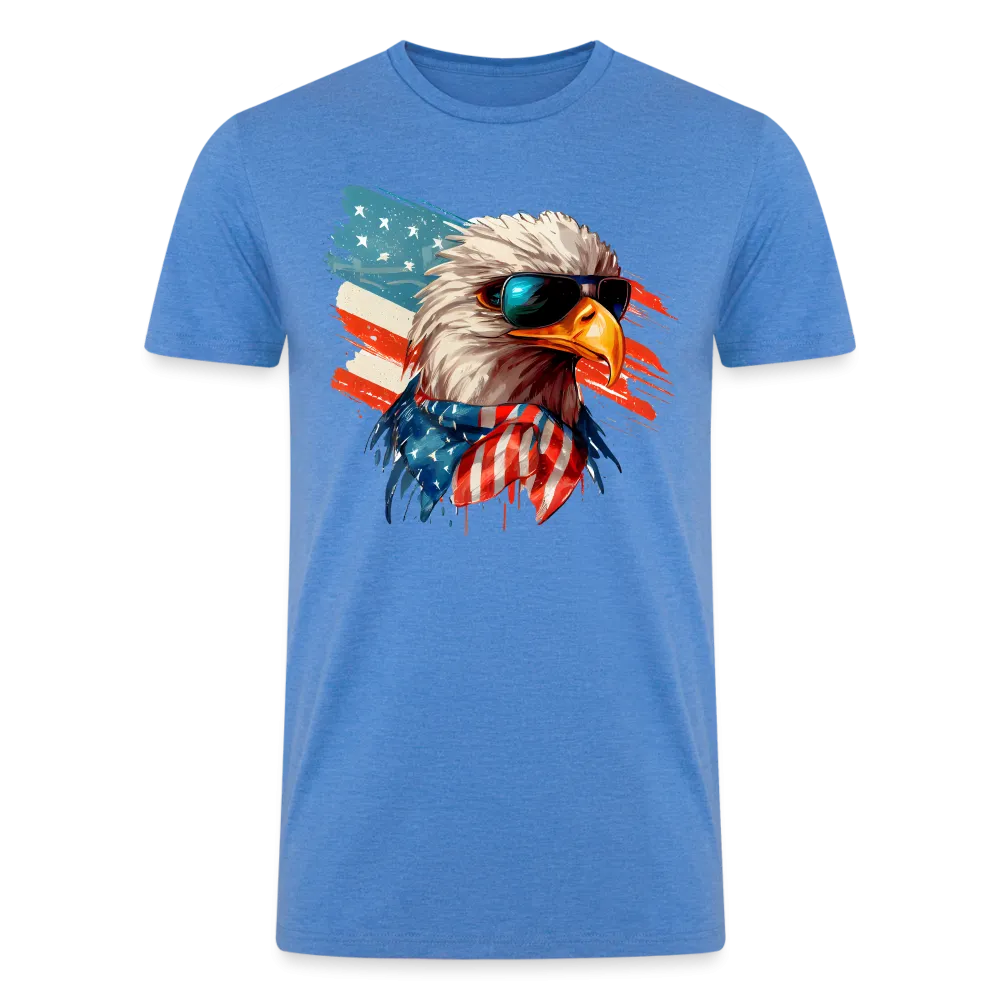 Aviator Freedom: Men's Tri-Blend T-Shirt with Bald Eagle and American Flag