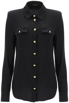 BALMAIN silk shirt with padded shoulders