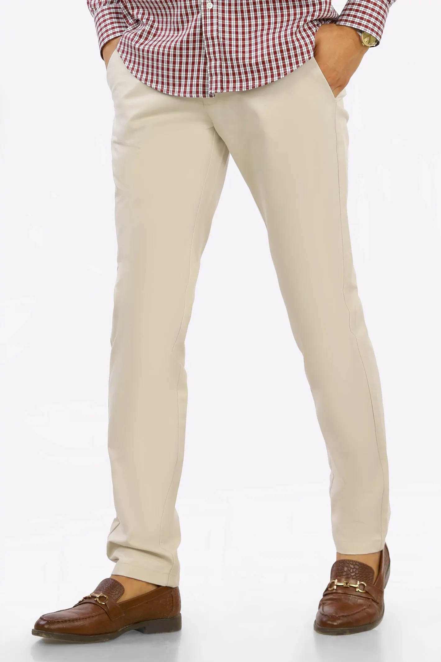 Beige Smart Fit Cotton Chino