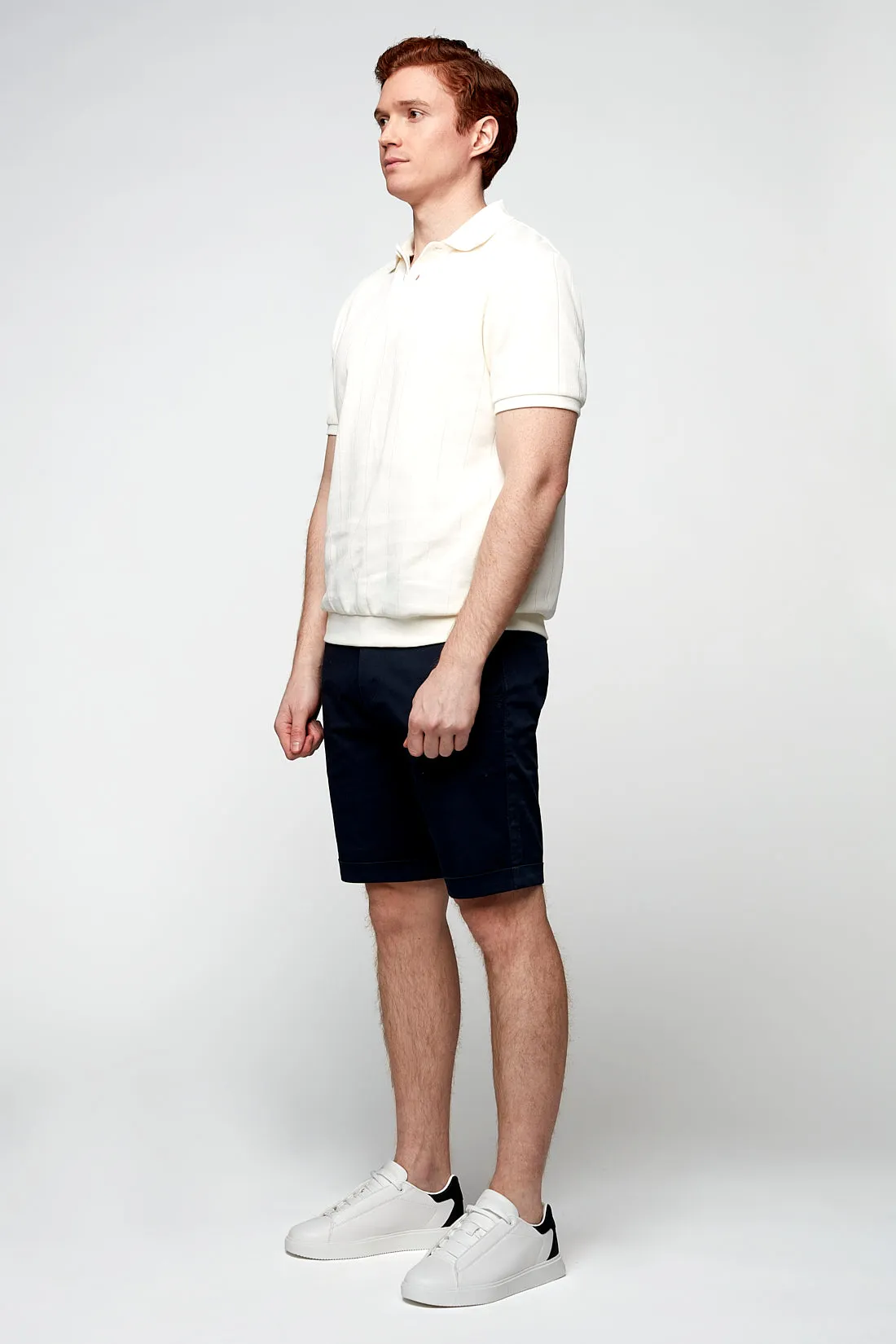 BILLY - Elastic Waist Roll Up Shorts - Navy