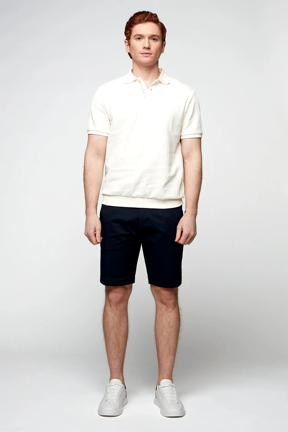 BILLY - Elastic Waist Roll Up Shorts - Navy