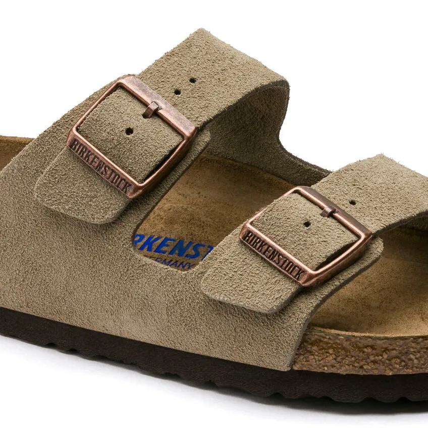 BIRKENSTOCK Women's Arizona Suede Soft Footbed (Taupe - Wide Fit)