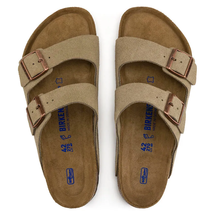 BIRKENSTOCK Women's Arizona Suede Soft Footbed (Taupe - Wide Fit)