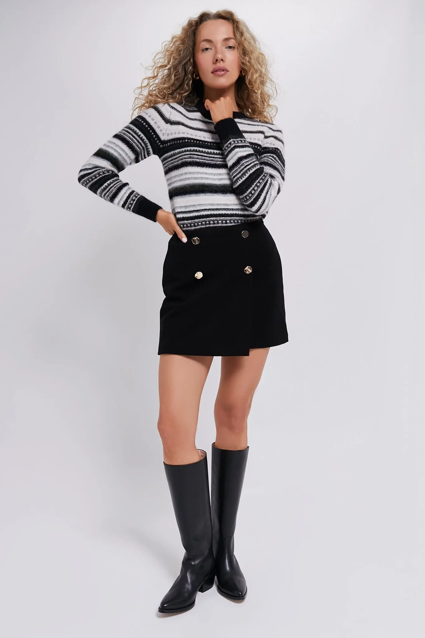 Black Button-Front Frances Skirt