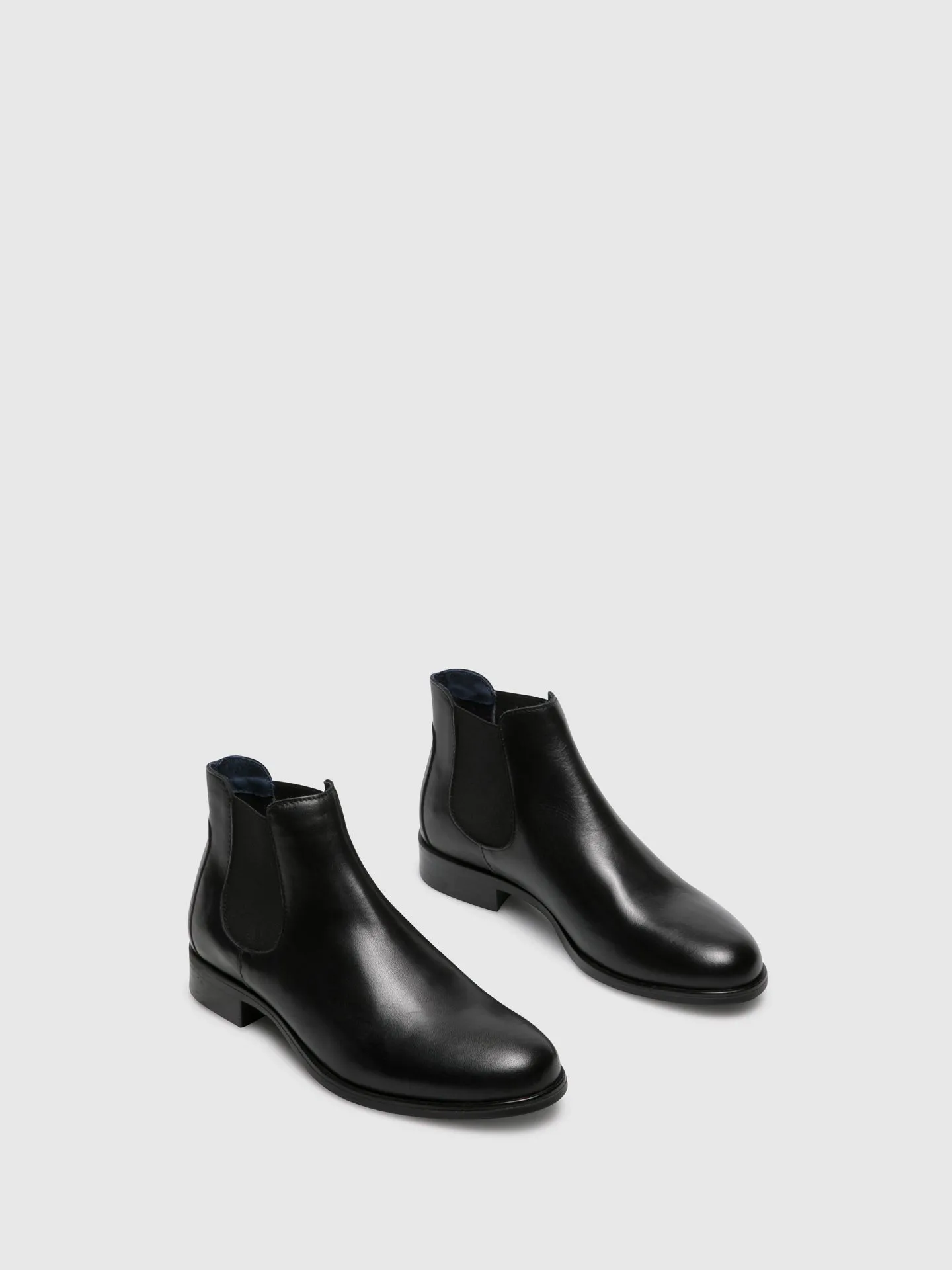 Black Leather Elasticated Ankle Boots