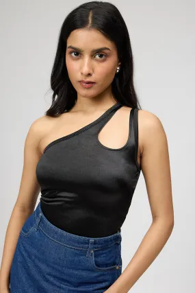 Black One Shoulder Bodysuit