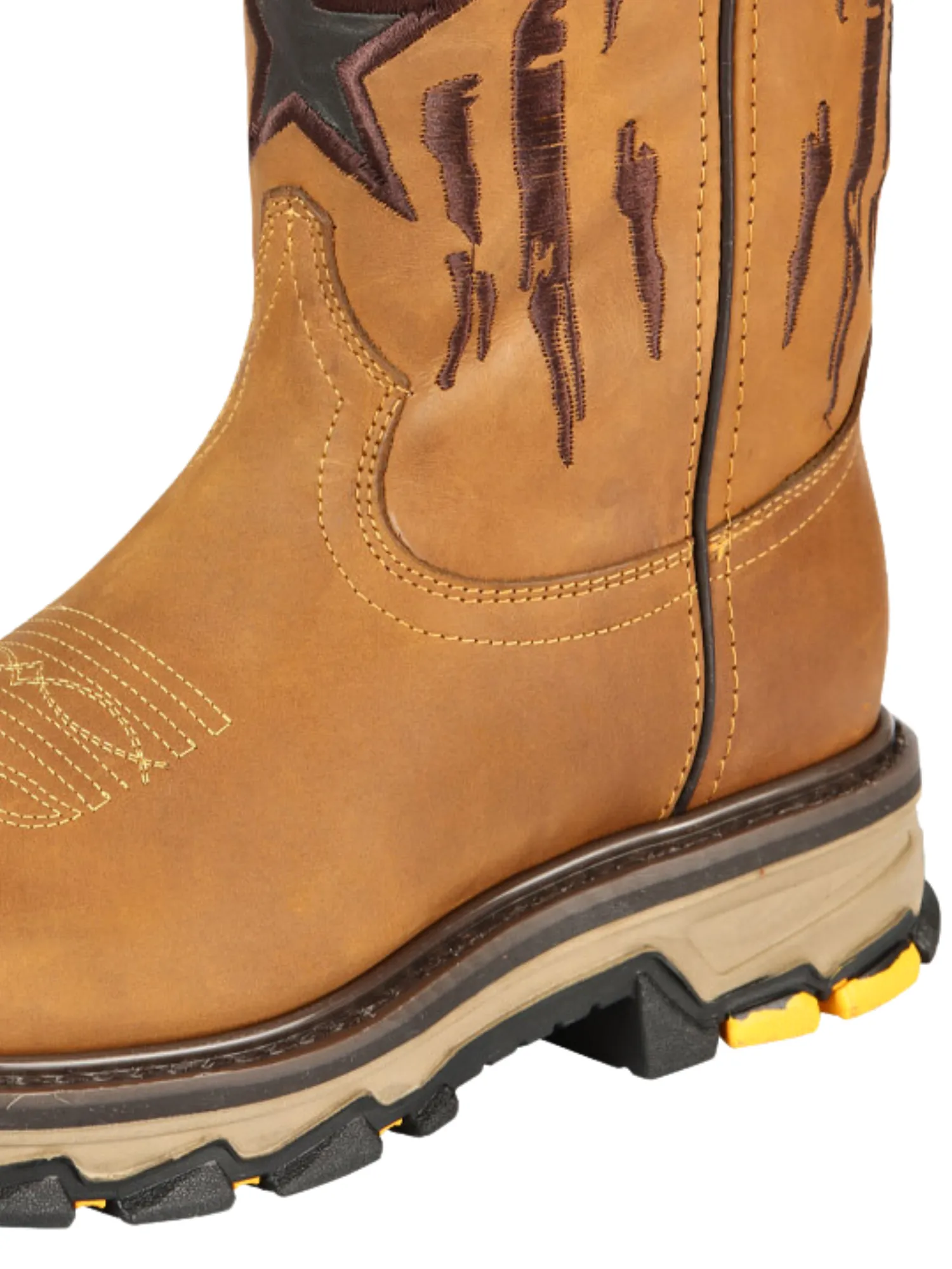 Botas de Trabajo Rodeo de Tubo Pull-On con Punta Suave de Piel Genuina para Hombre 'El General' - ID: 44690