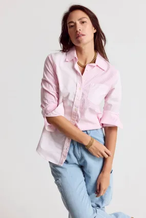 Boyfriend Shirt W/ Pockets - Pink Stripe