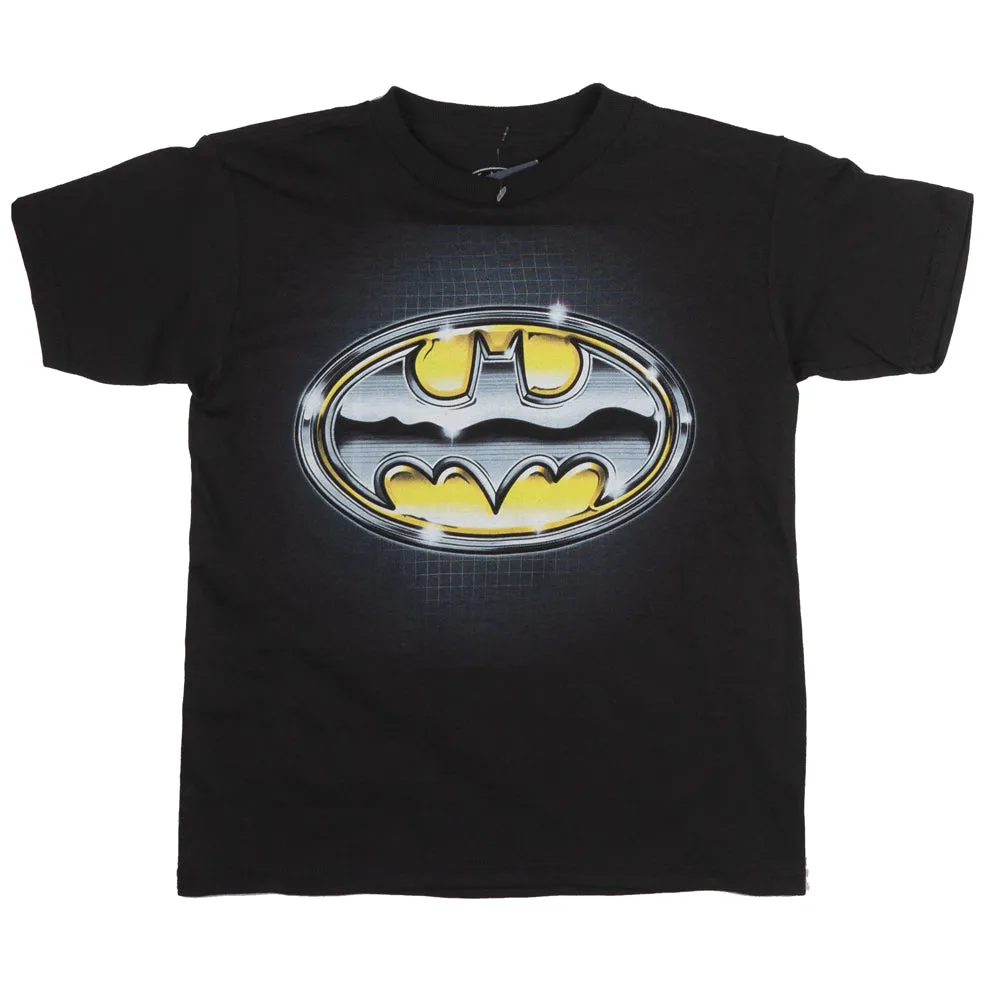 BOYS BATMAN CHROME LOGO T-SHIRT BLACK - TS5QNABTM