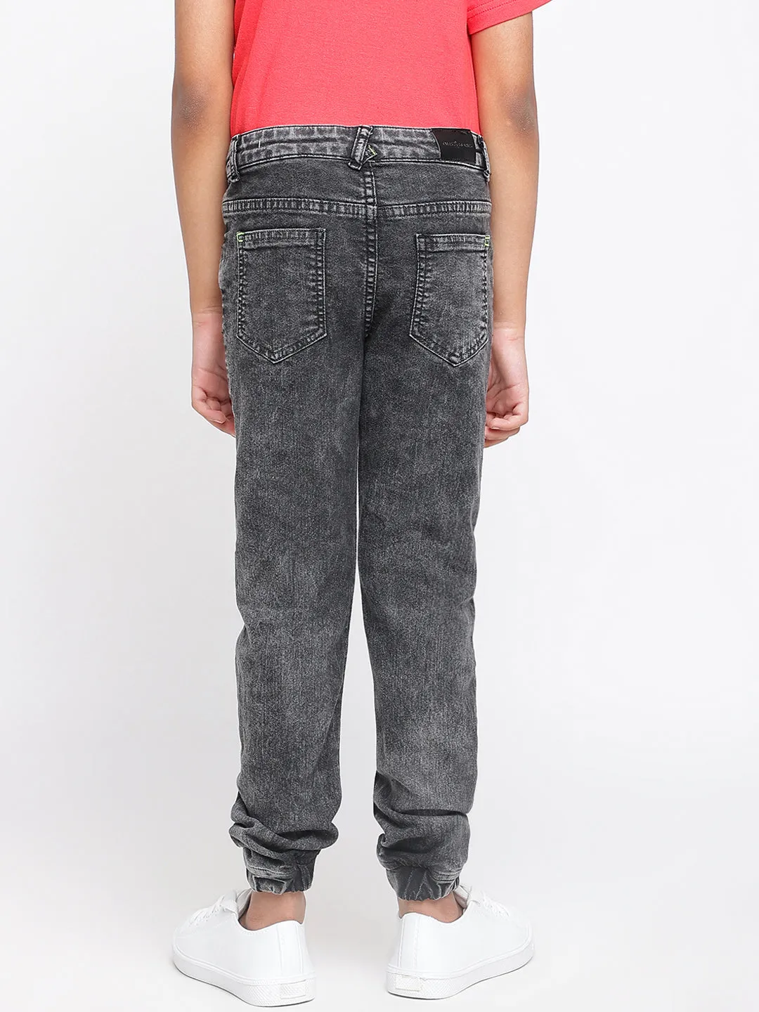 Boys Black Denim Joggers