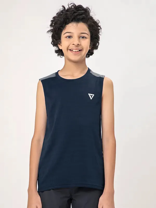 Boys Colorblock Slim Fit Crew Neck T-shirt with TECHNO COOL 