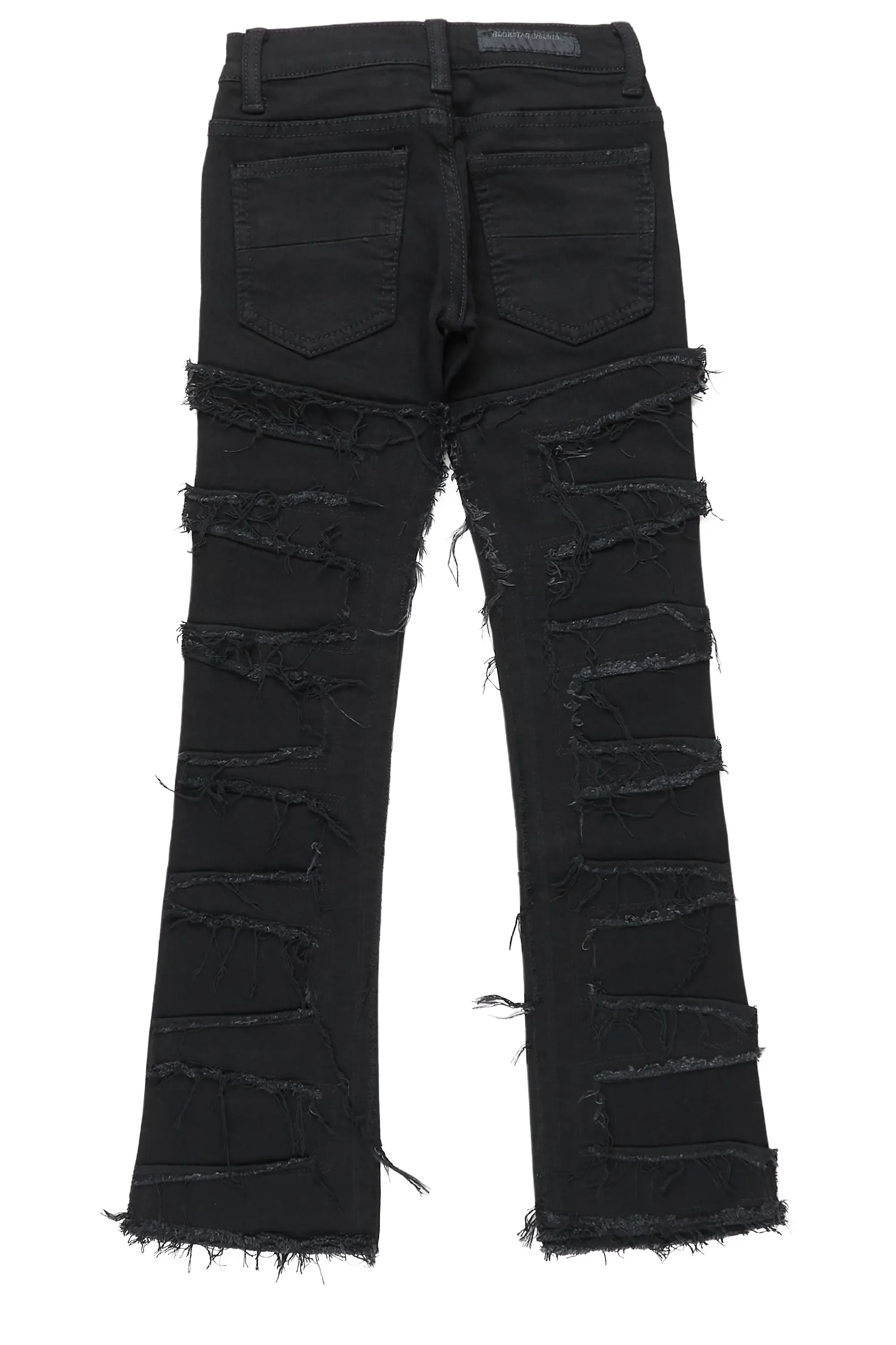 Boys Hallie Black Super Stacked Flare Jean