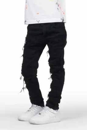 Boys Mahak Black Frayed Jeans