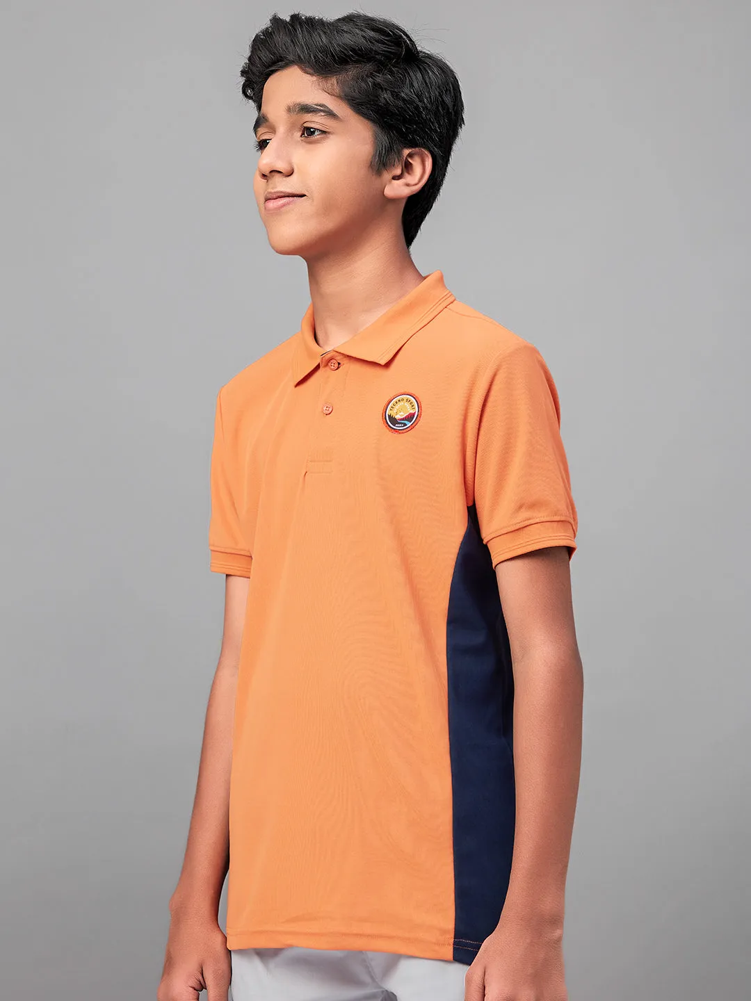 Boys Solid Slim Fit Polo Sports T-shirt with MATPIQ