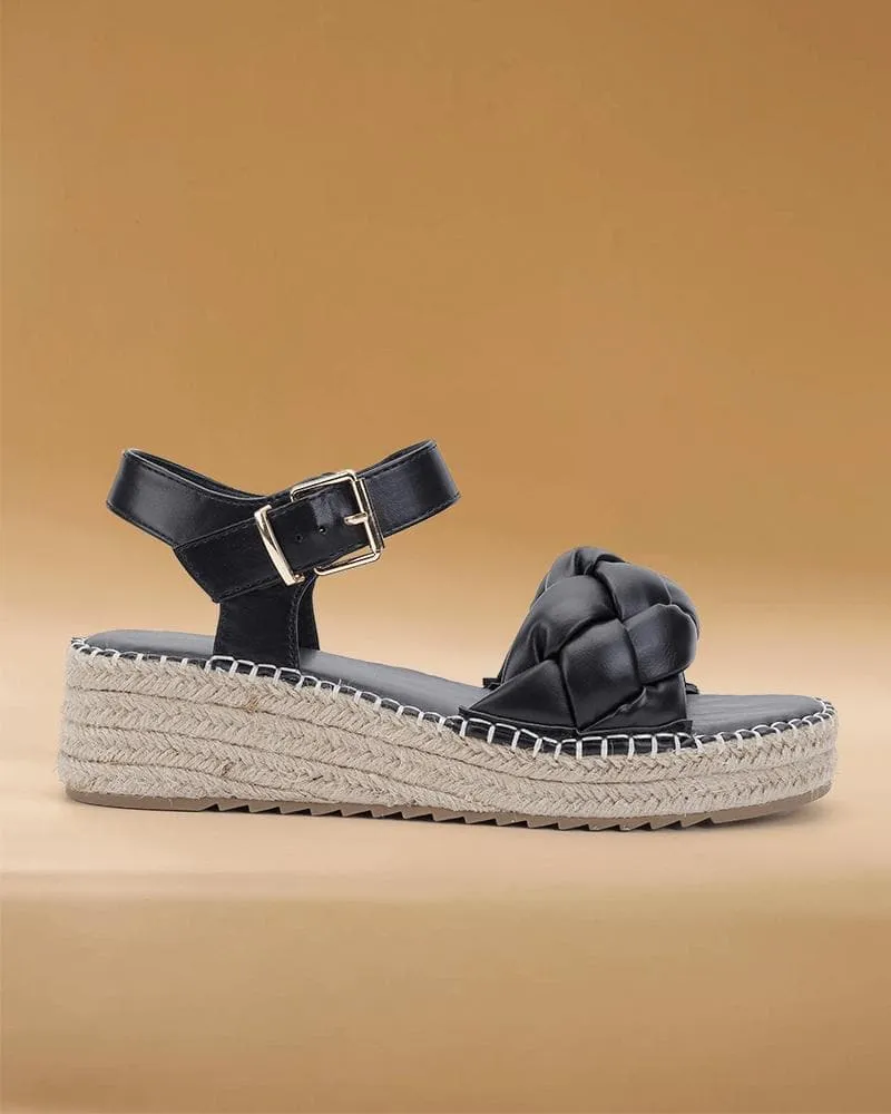 Braided Strap Adjusting Buckle Platform Sandals