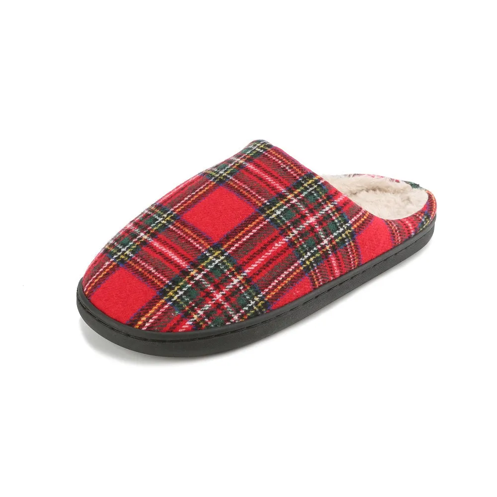 Braveman Men's Holiday Plaid Slide On House Slippers