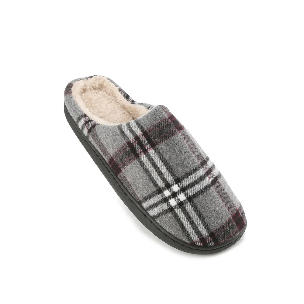 Braveman Men's Holiday Plaid Slide On House Slippers