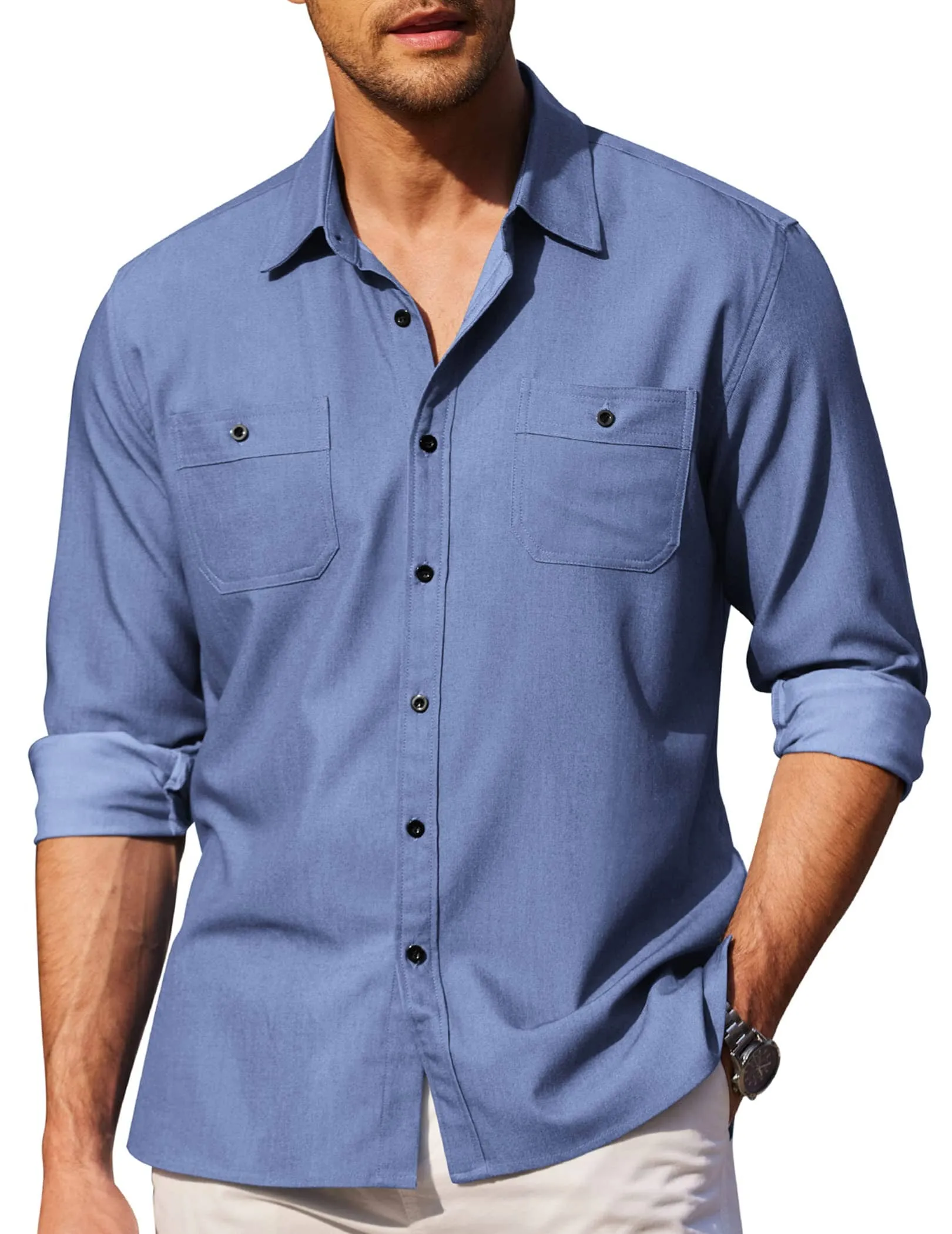 Button Down Long Sleeve Chambray Shirt (US Only)