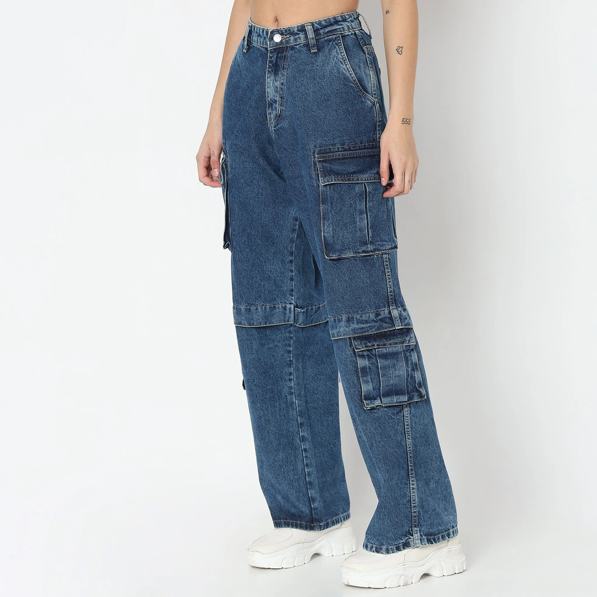 Cargo Fit High Rise Jeans