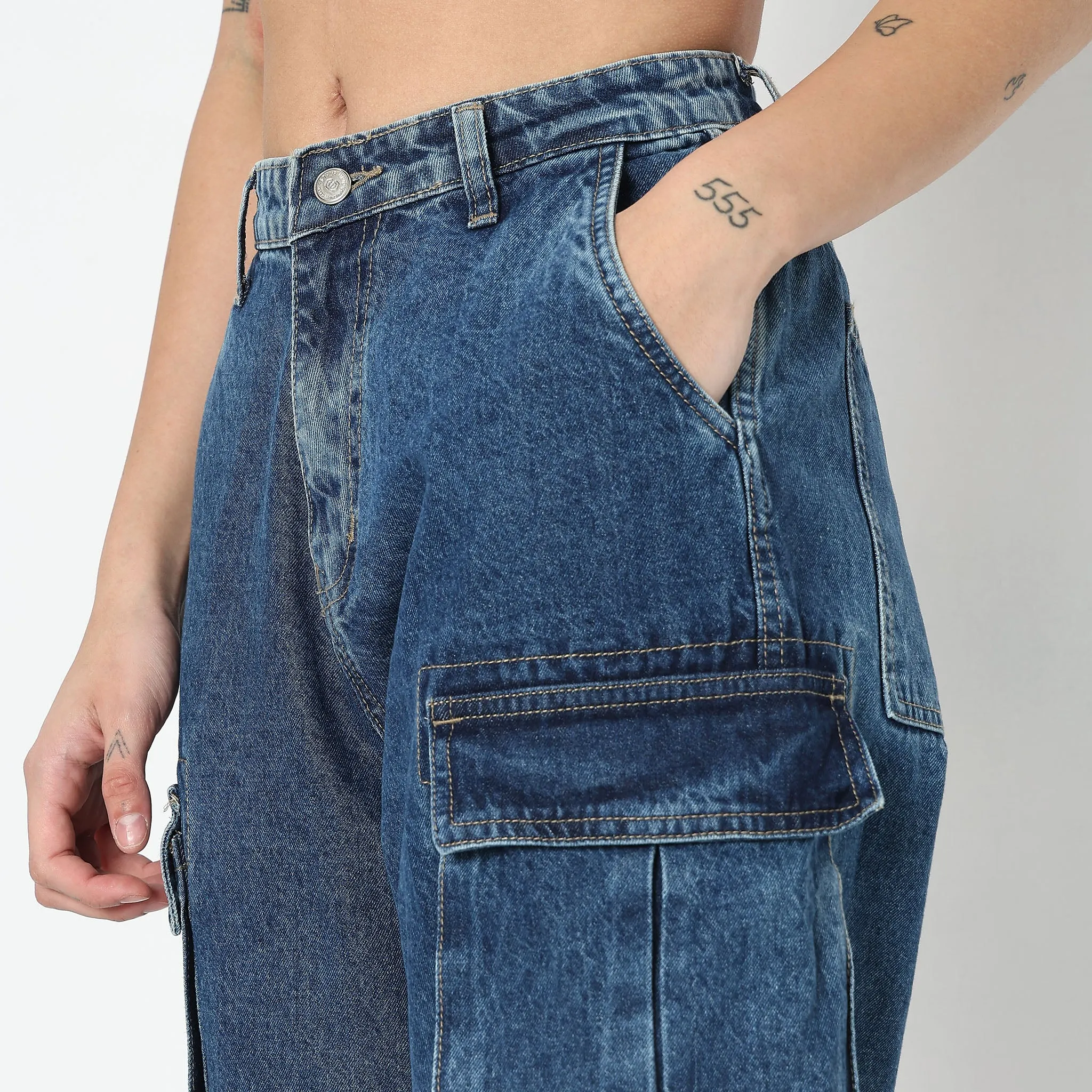 Cargo Fit High Rise Jeans