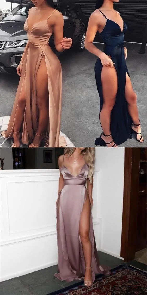 Charming Sexy Spaghetti Straps Fashion New Arrival Split Prom Dress , Evening Dresses, PDY0150