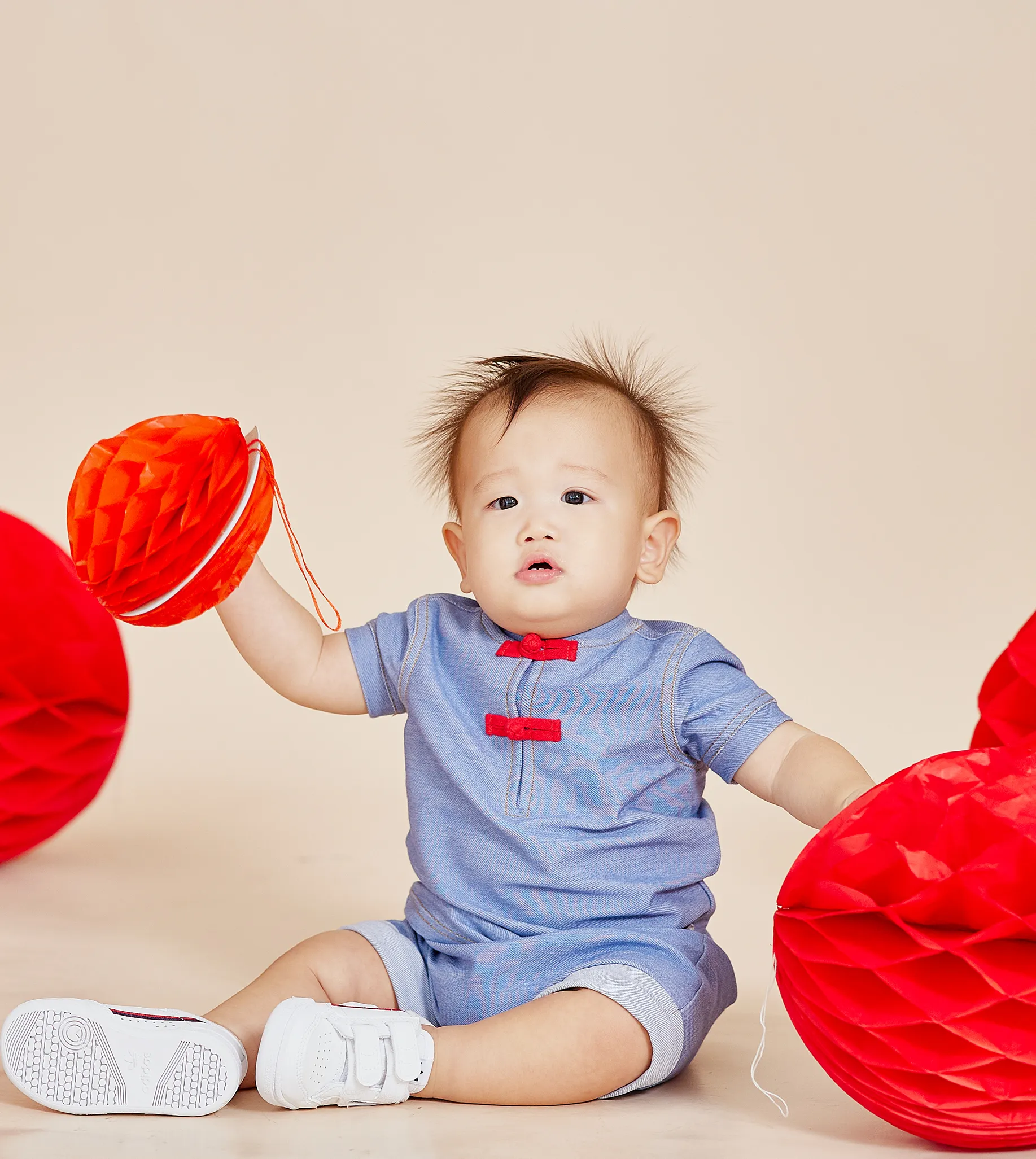 CNY Modern Blessings Baby Toddler Polo Tee (Sky Blue)