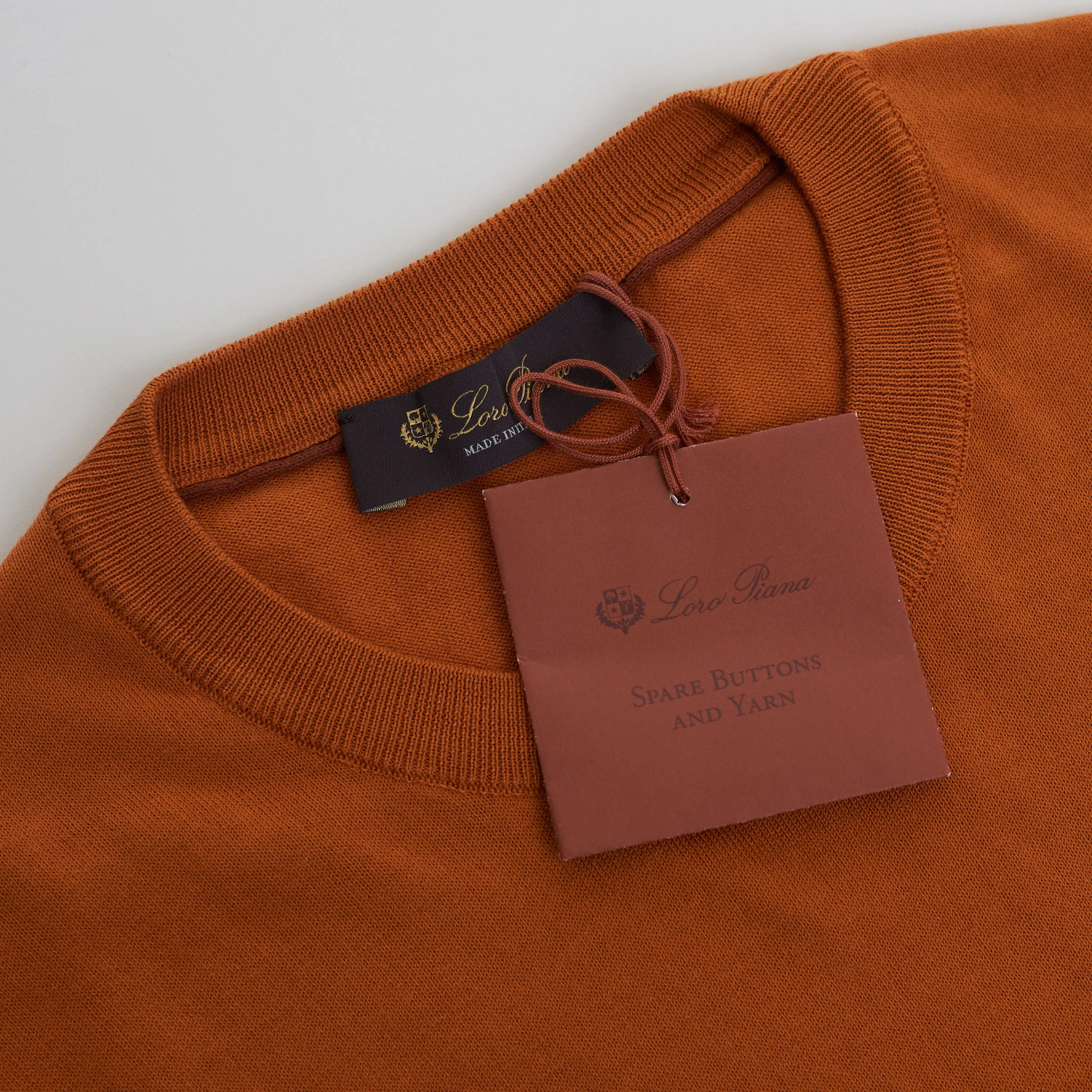 Crew-Neck Sweater - Ultrasoft Cotton Knit - Orange