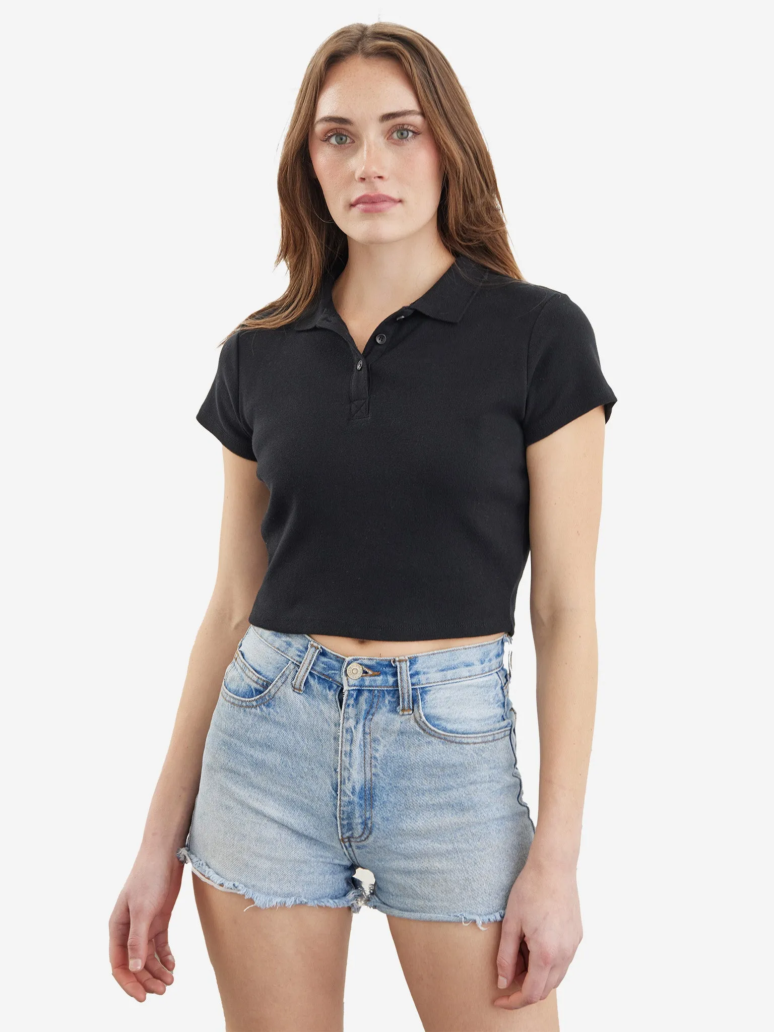 Crop Ribbed Polo