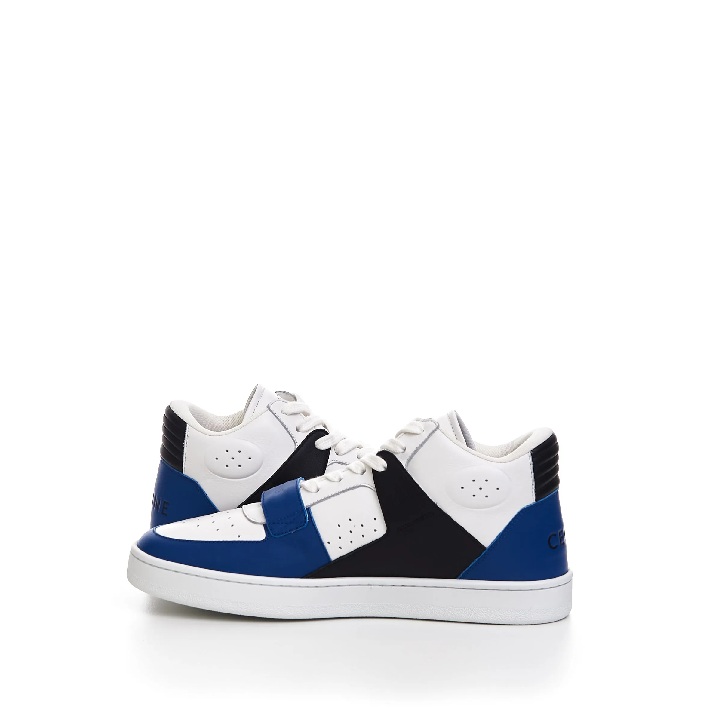 CT-02 Mid Sneaker With Scratch In Optic White & Blue Calfskin