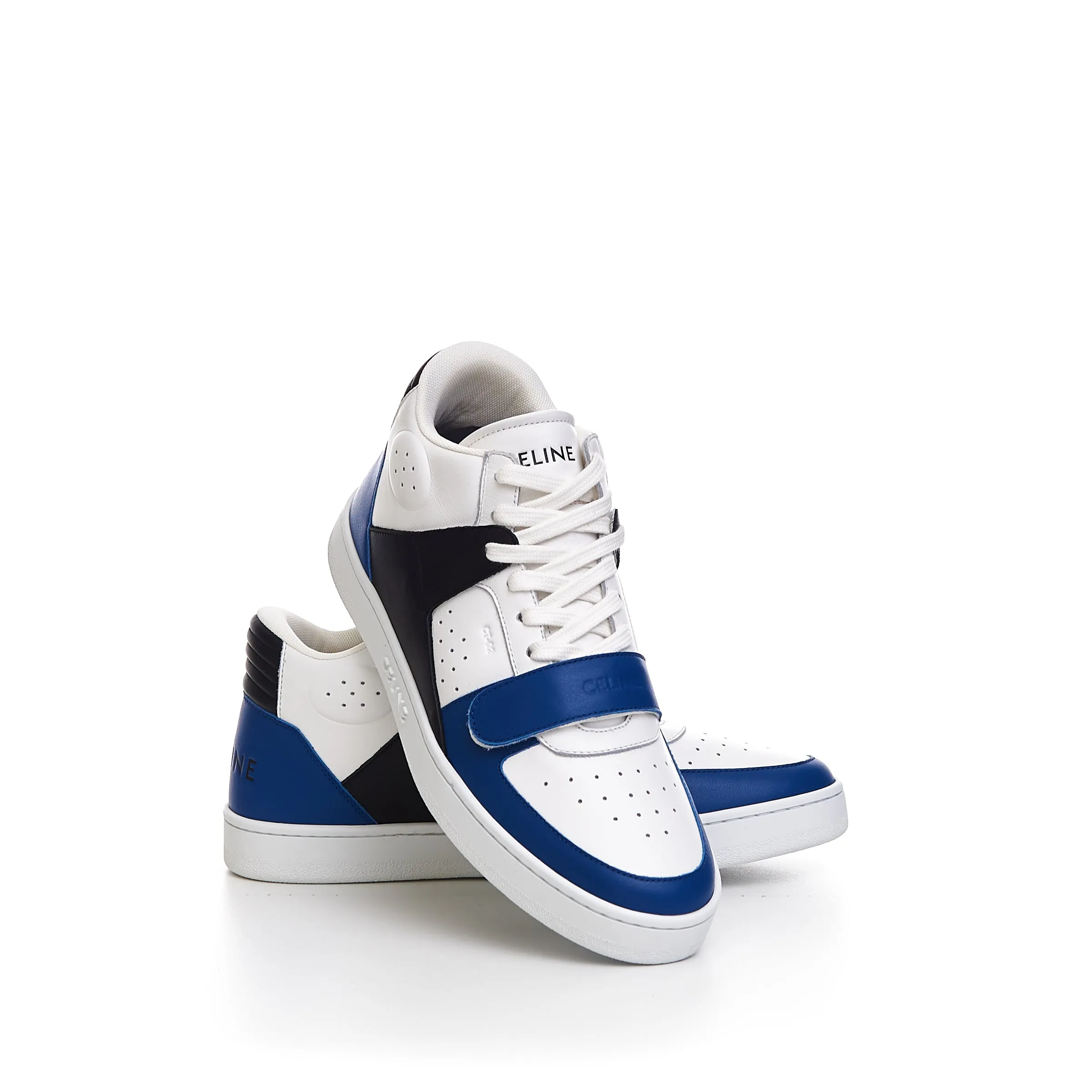 CT-02 Mid Sneaker With Scratch In Optic White & Blue Calfskin