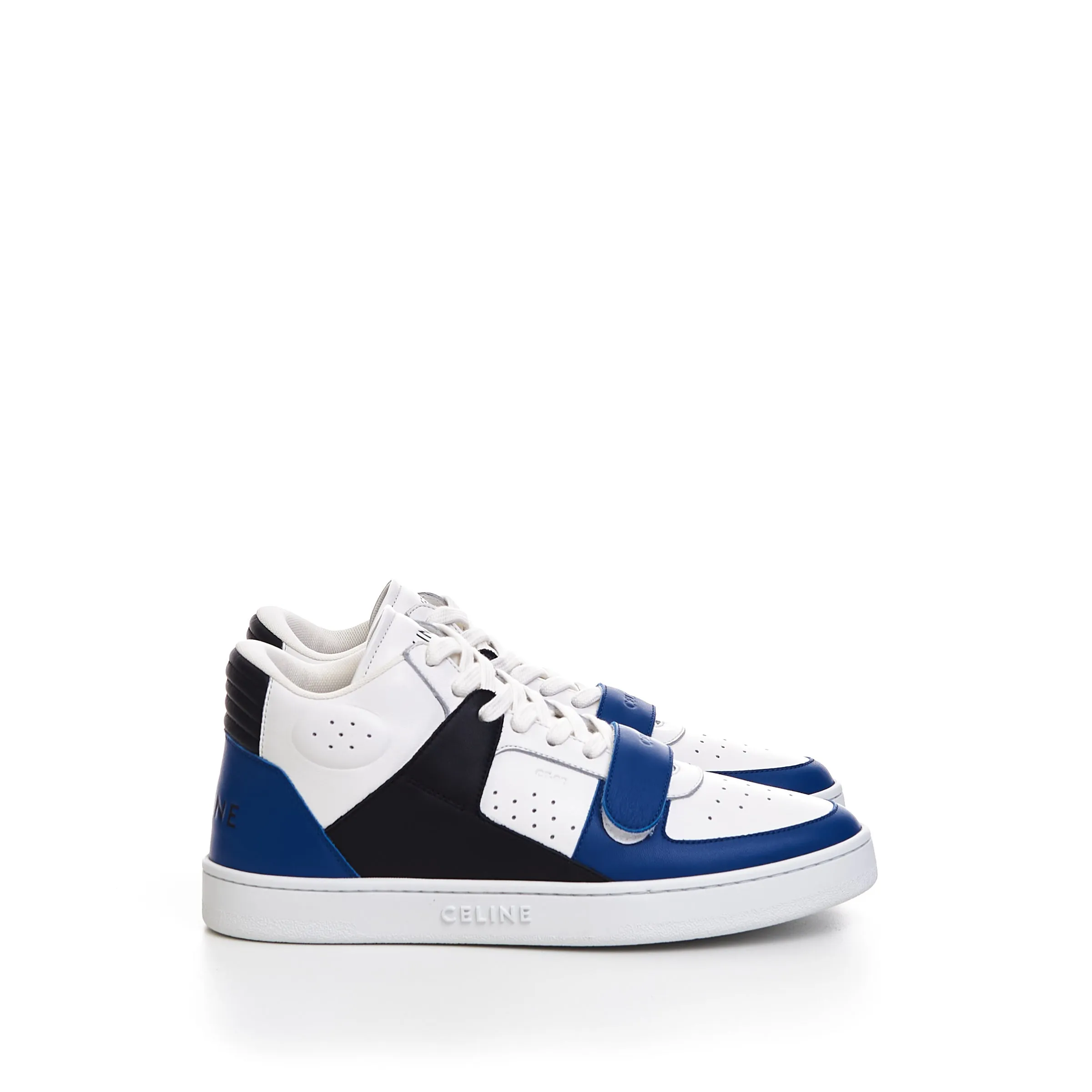 CT-02 Mid Sneaker With Scratch In Optic White & Blue Calfskin