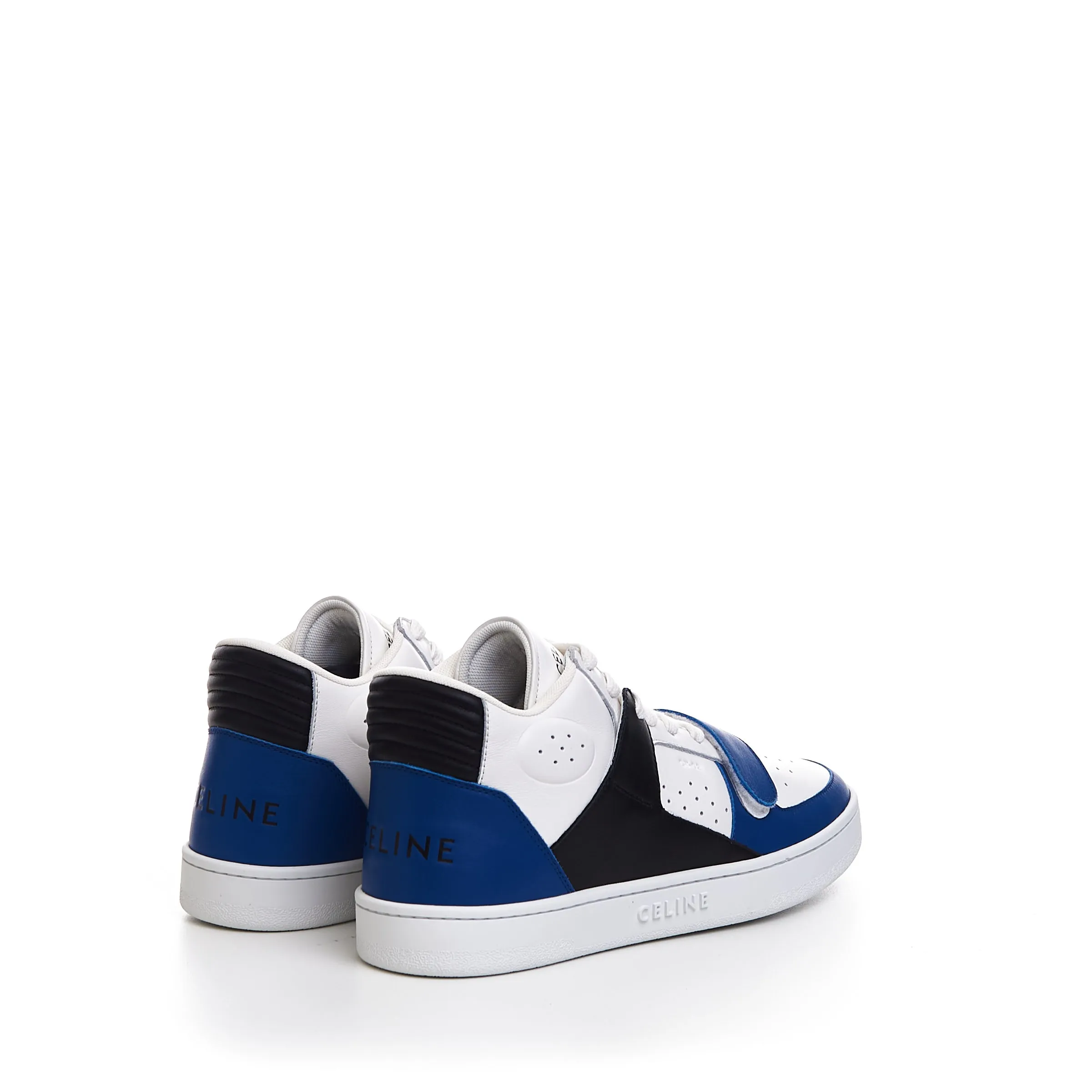 CT-02 Mid Sneaker With Scratch In Optic White & Blue Calfskin