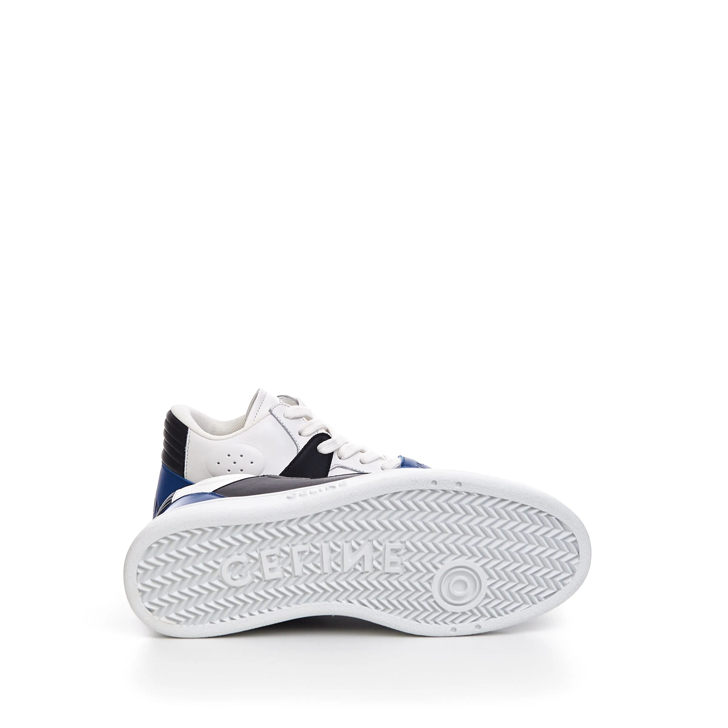 CT-02 Mid Sneaker With Scratch In Optic White & Blue Calfskin