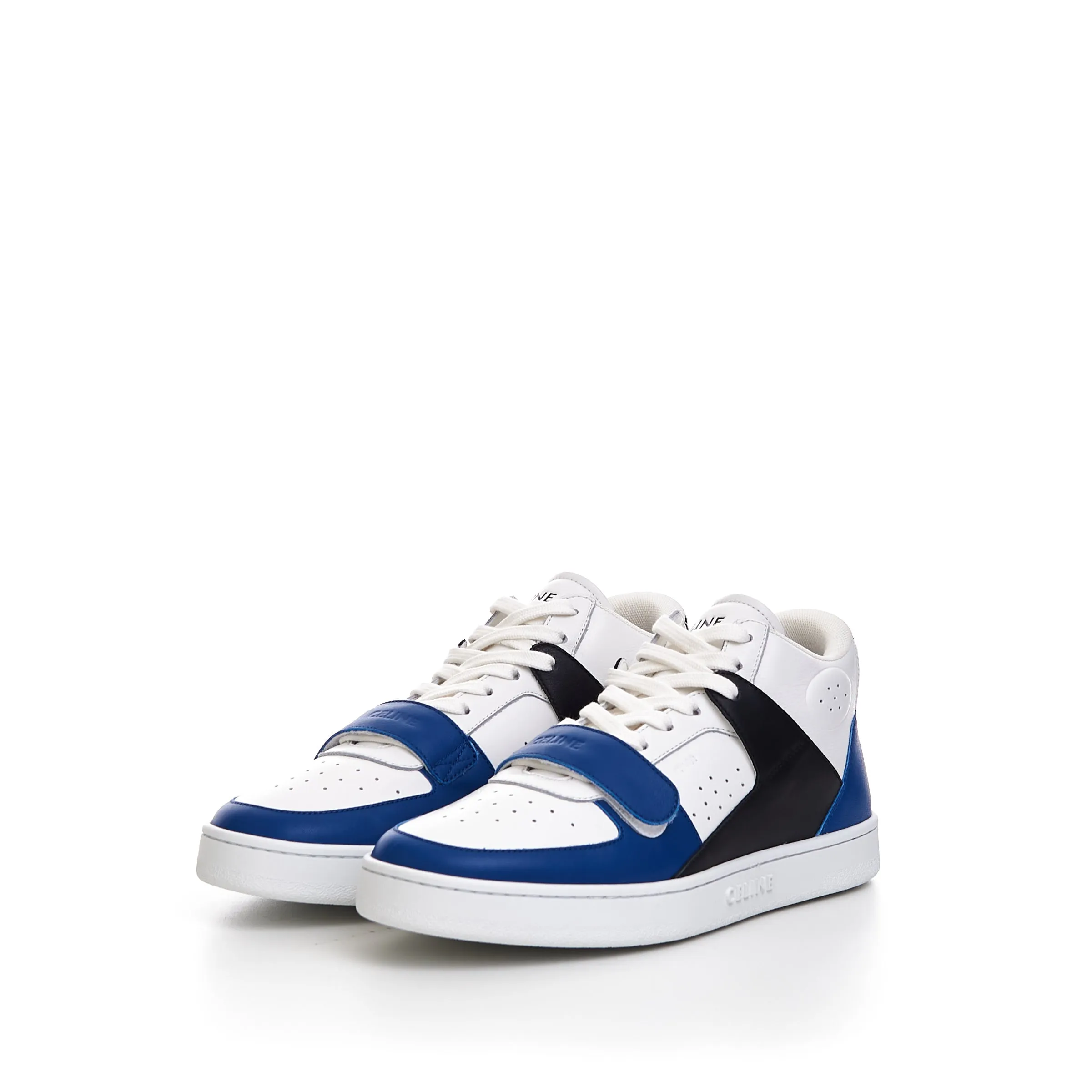 CT-02 Mid Sneaker With Scratch In Optic White & Blue Calfskin