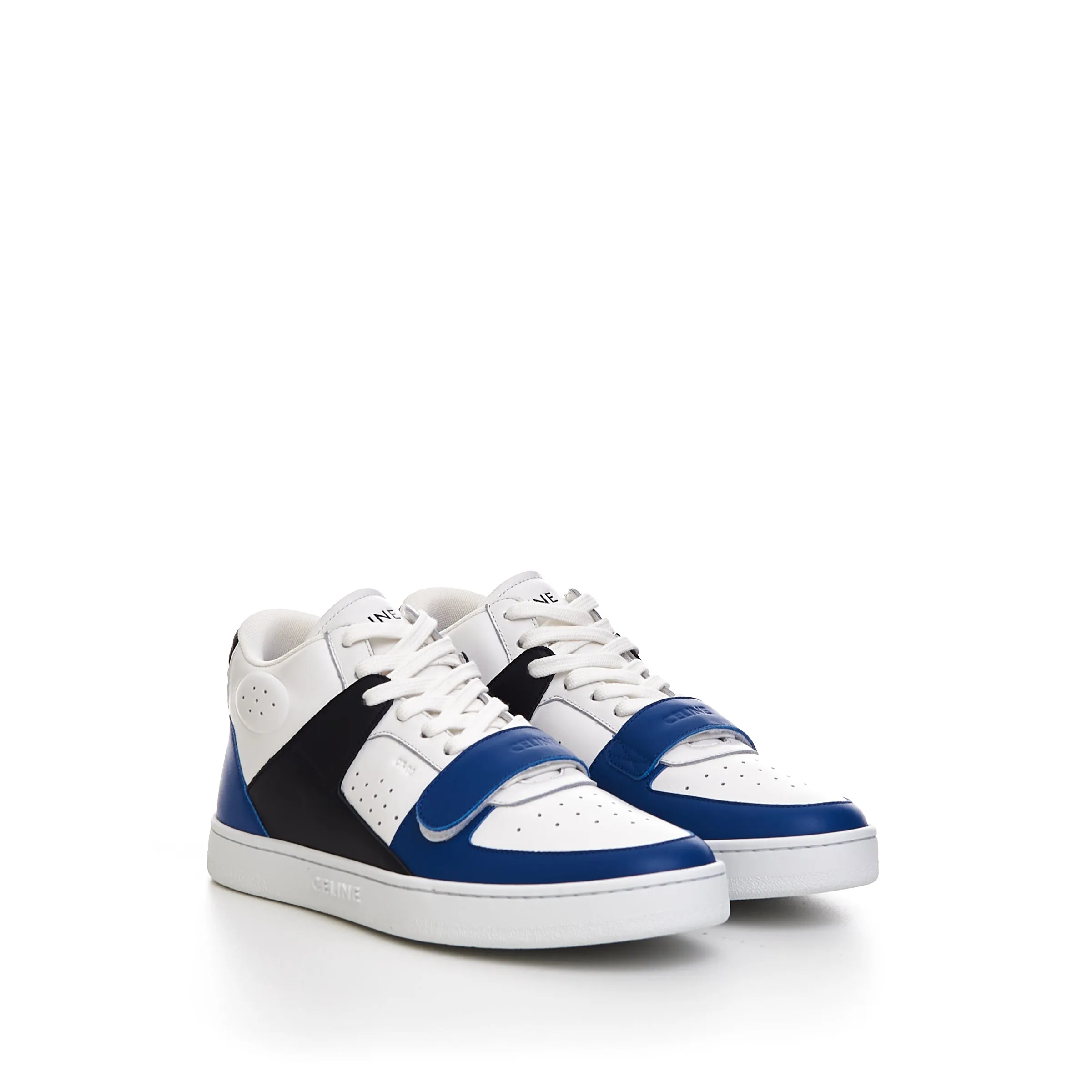 CT-02 Mid Sneaker With Scratch In Optic White & Blue Calfskin